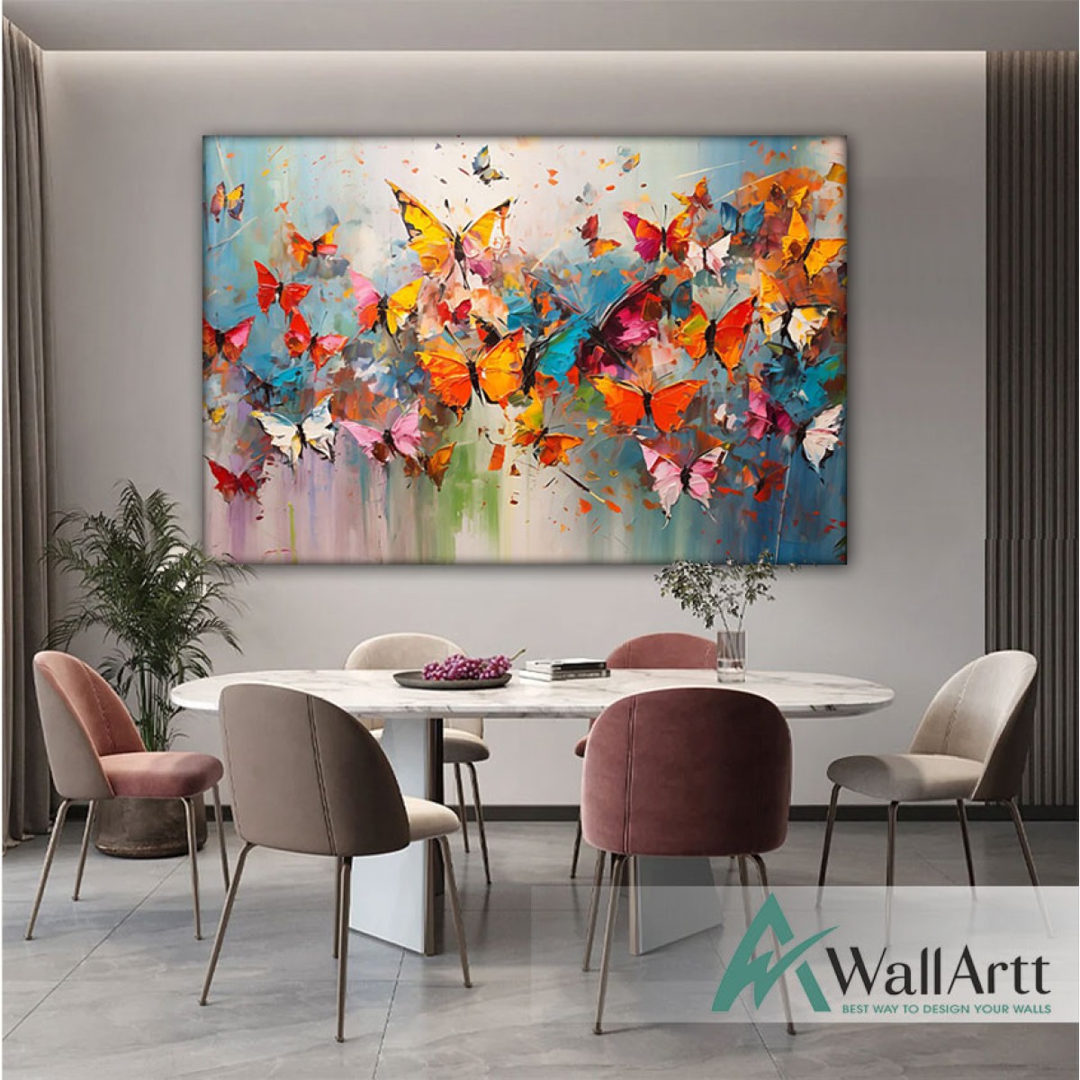 Colorful Butterflies II 3D Heavy Textured Partial Oil Painting